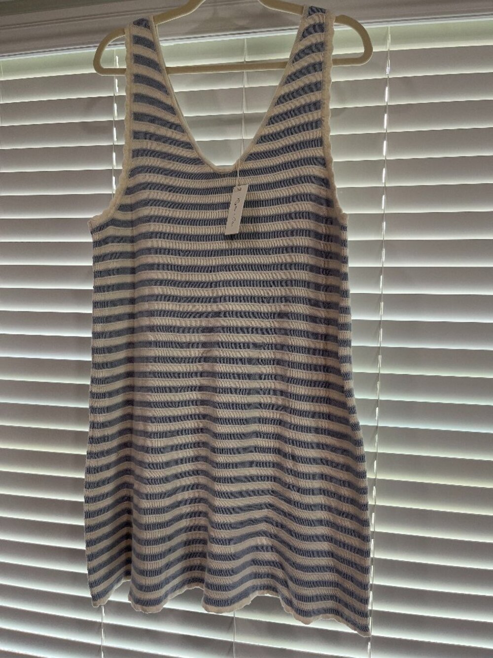 Women - L & XL - NWT Rylee + Cru Crochet Tank Mini Dress in Blue Stripe